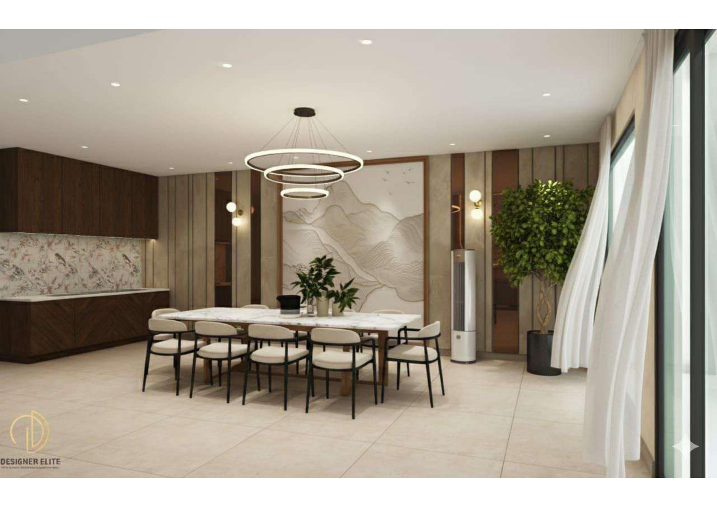 Luxury dining area with marble table